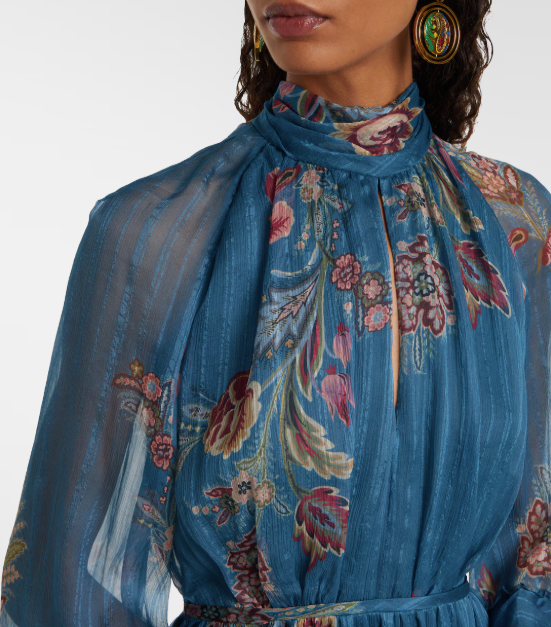 ETRO - Robe longue en mousseline à motif cachemire