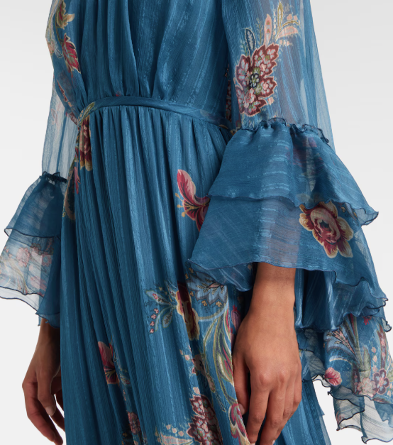 ETRO - Robe longue en mousseline à motif cachemire
