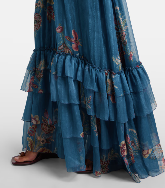 ETRO - Robe longue en mousseline à motif cachemire