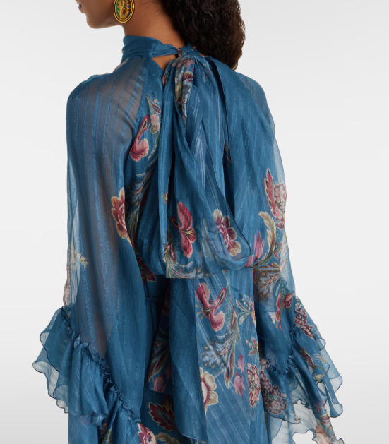 ETRO - Robe longue en mousseline à motif cachemire