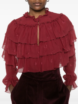 ETRO - blouse volantée à paillettes