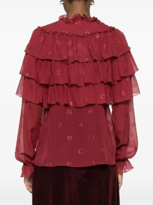 ETRO - blouse volantée à paillettes