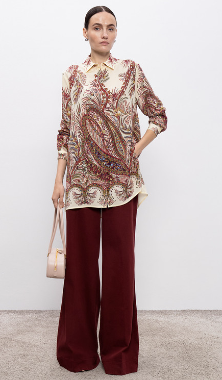 ETRO - Jean évasé bordeaux Pegaso