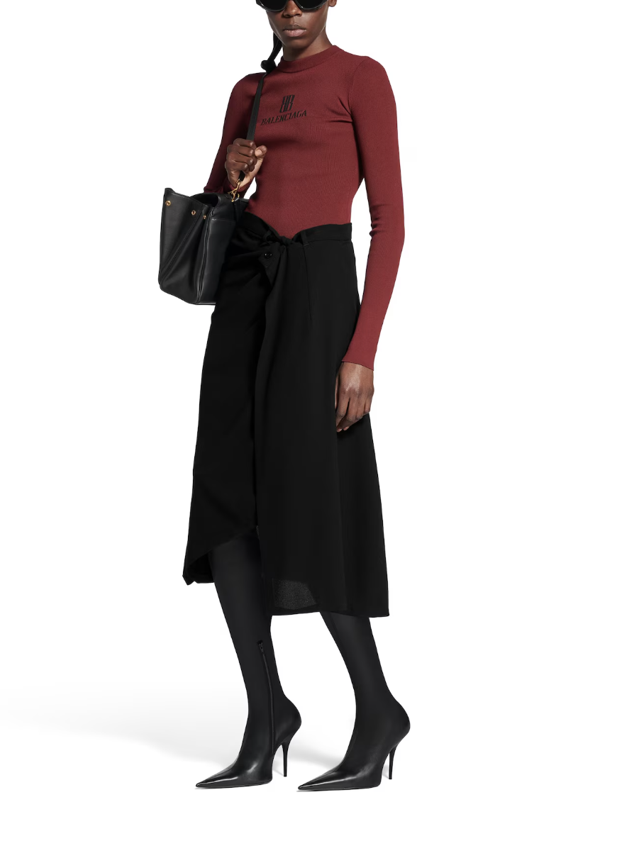 BALENCIAGA - Women's Draped Tailored Skirt in Black