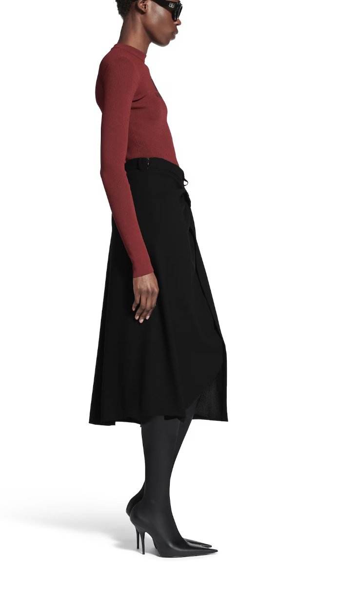 BALENCIAGA - Women's Draped Tailored Skirt in Black