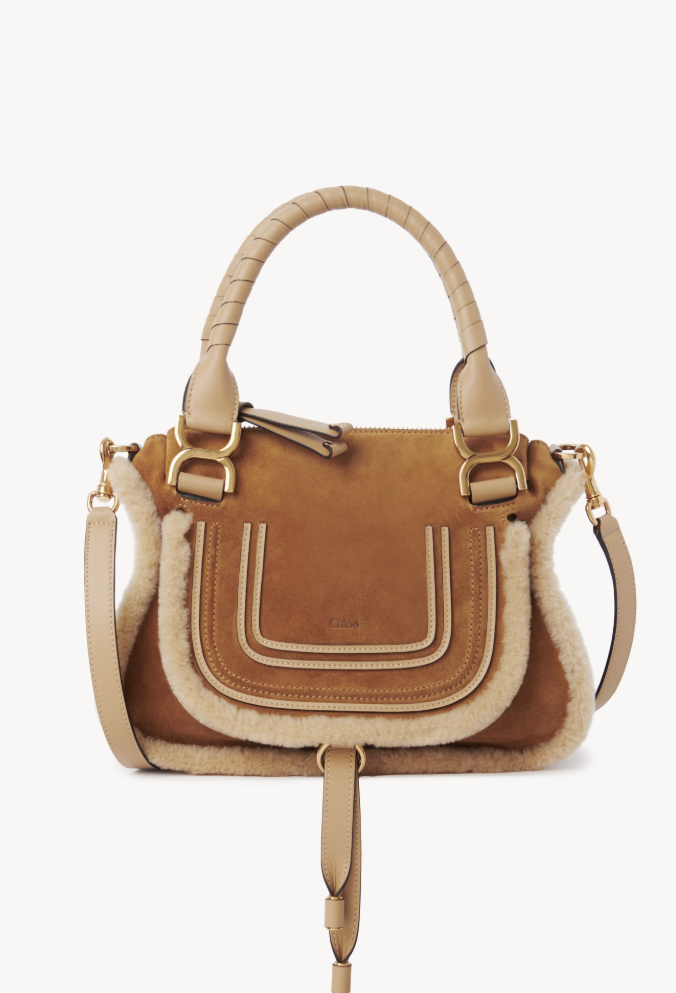 CHLOÉ - Petit sac Marcie en cuir velours et shearling