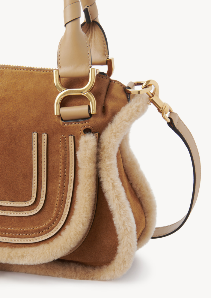 CHLOÉ - Petit sac Marcie en cuir velours et shearling