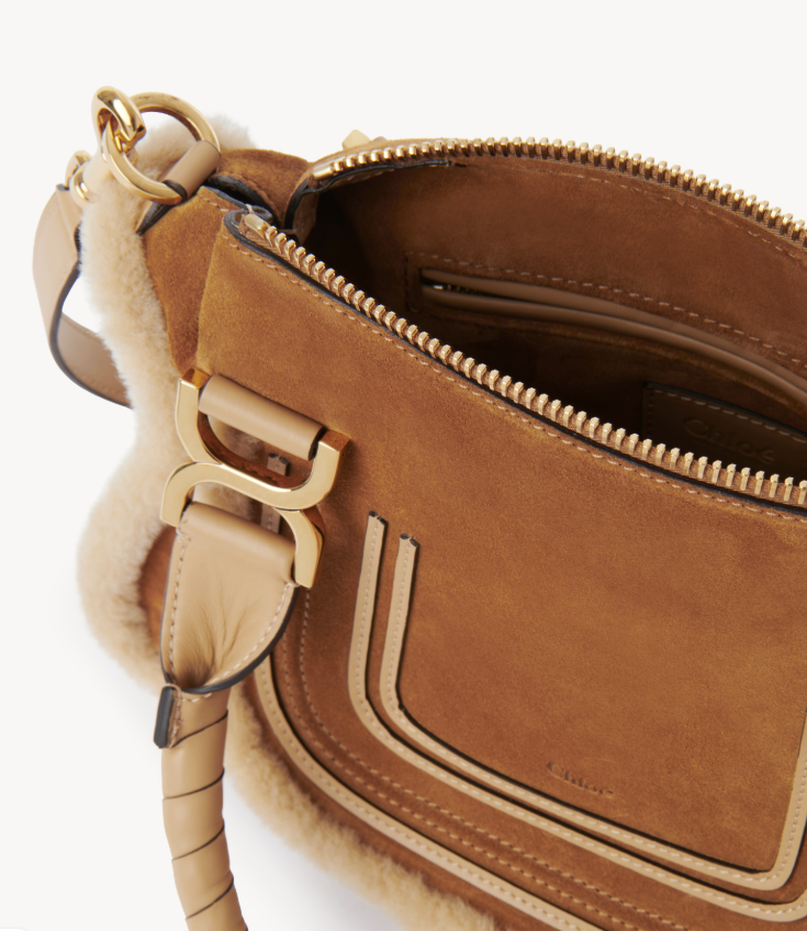 CHLOÉ - Petit sac Marcie en cuir velours et shearling
