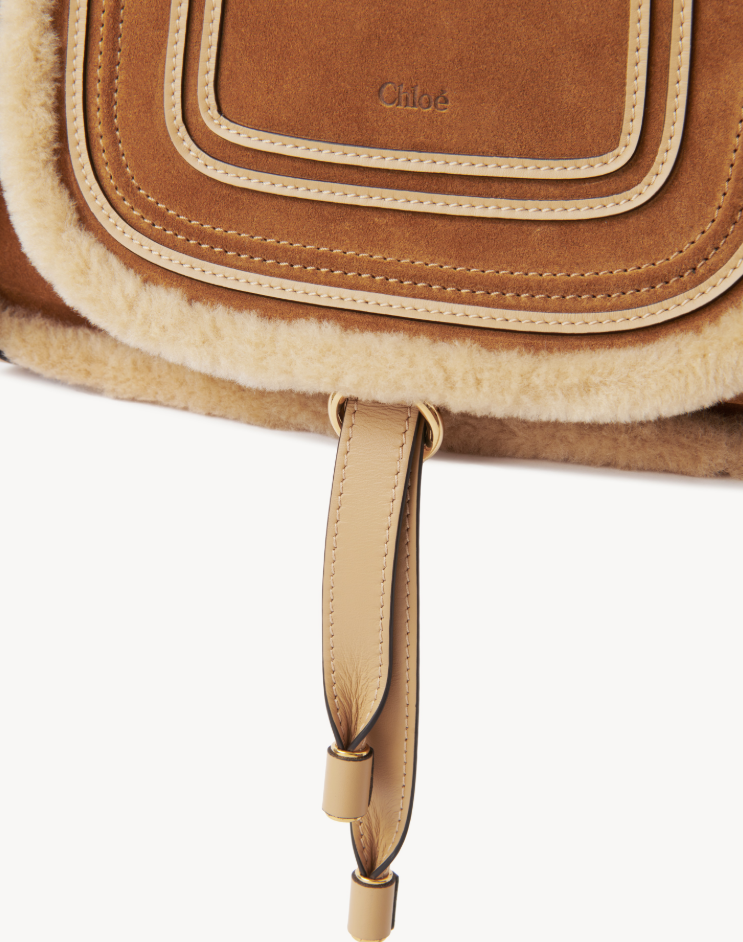 CHLOÉ - Petit sac Marcie en cuir velours et shearling