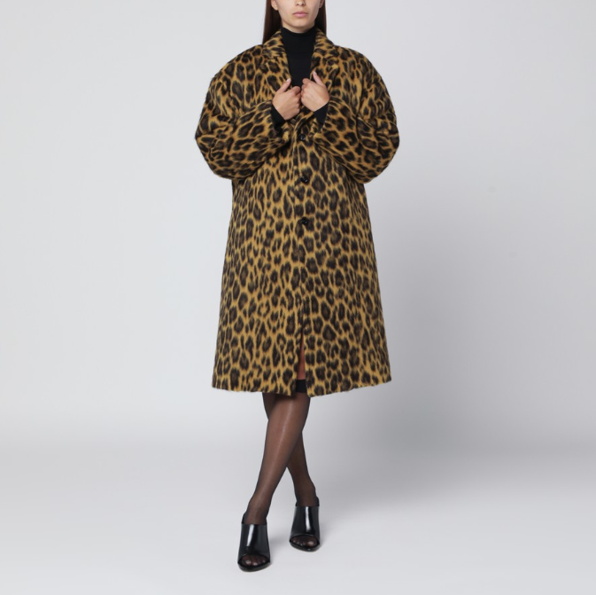 BOTTEGA VENETA - Manteau en laine mélangée à imprimé animalier