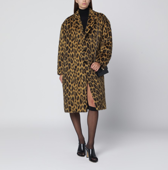 BOTTEGA VENETA - Manteau en laine mélangée à imprimé animalier