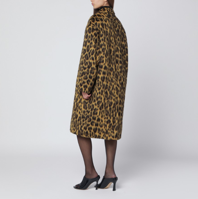 BOTTEGA VENETA - Manteau en laine mélangée à imprimé animalier