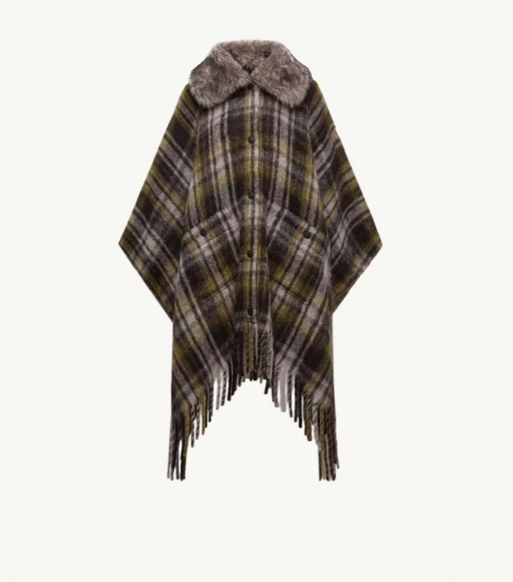 MONCLER - Cape frangée en mélange de mohair, d’alpaga et de laine