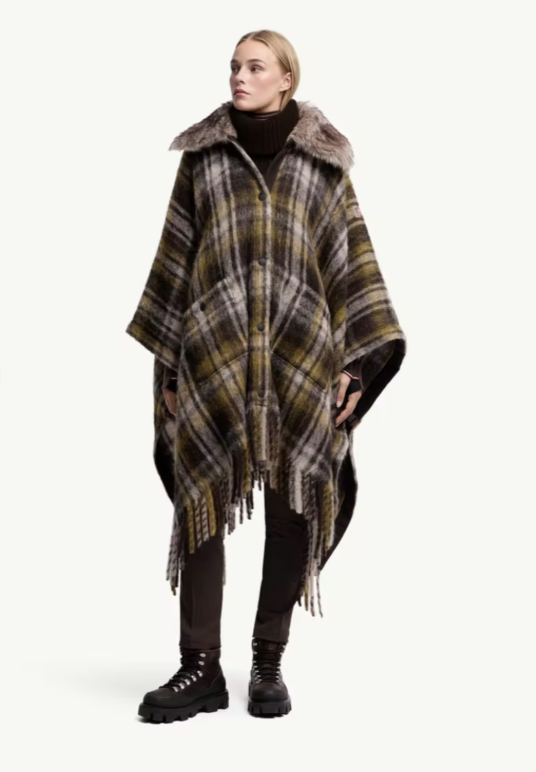 MONCLER - Cape frangée en mélange de mohair, d’alpaga et de laine