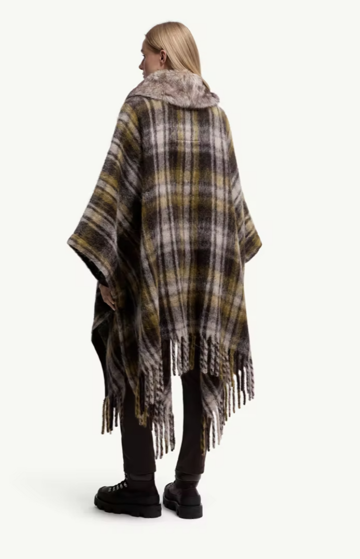 MONCLER - Cape frangée en mélange de mohair, d’alpaga et de laine
