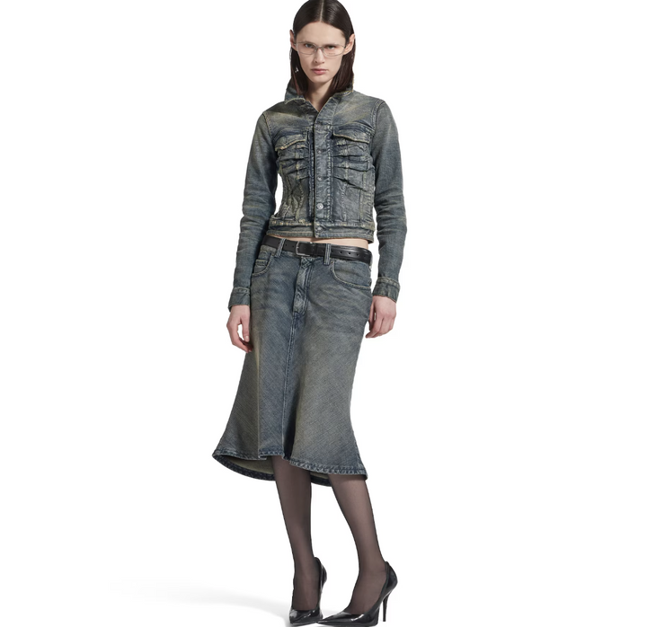 BALENCIAGA - Women's Godet Midi Skirt in Blue