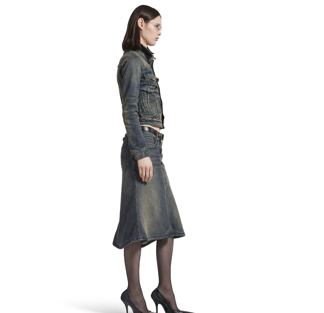 BALENCIAGA - Women's Godet Midi Skirt in Blue