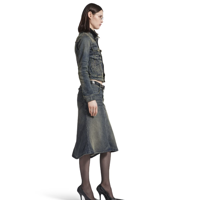 BALENCIAGA - Women's Godet Midi Skirt in Blue