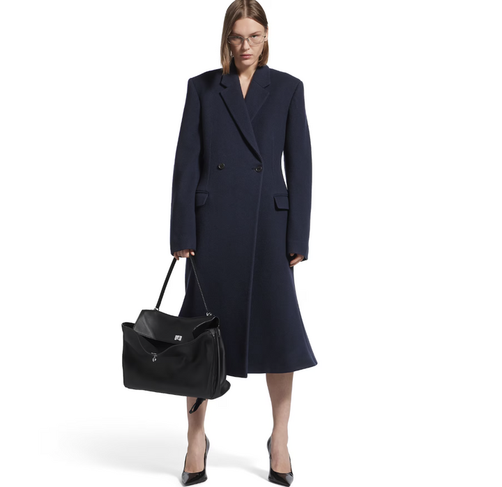 BALENCIAGA - Women's Godet Midi Coat in Corporate Navy