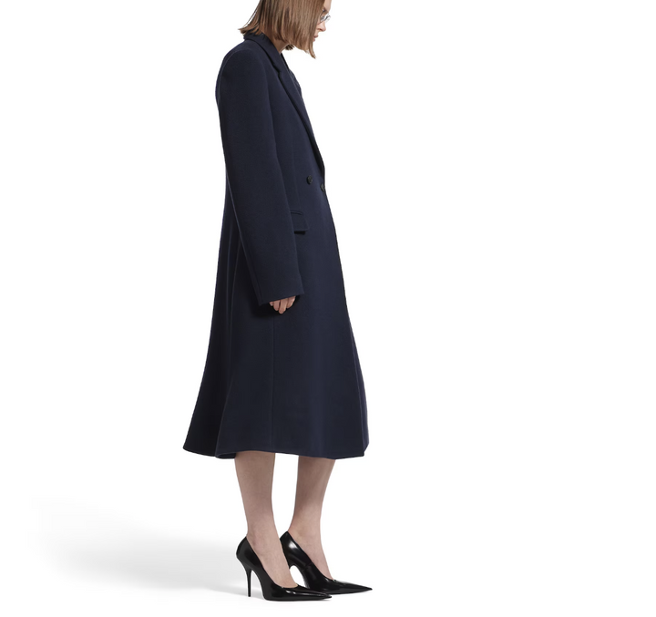BALENCIAGA - Women's Godet Midi Coat in Corporate Navy