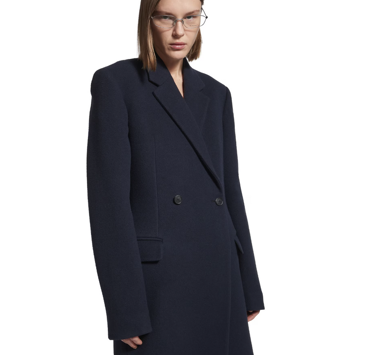 BALENCIAGA - Women's Godet Midi Coat in Corporate Navy