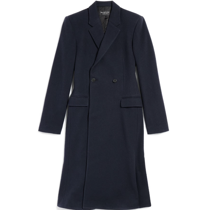 BALENCIAGA - Women's Godet Midi Coat in Corporate Navy