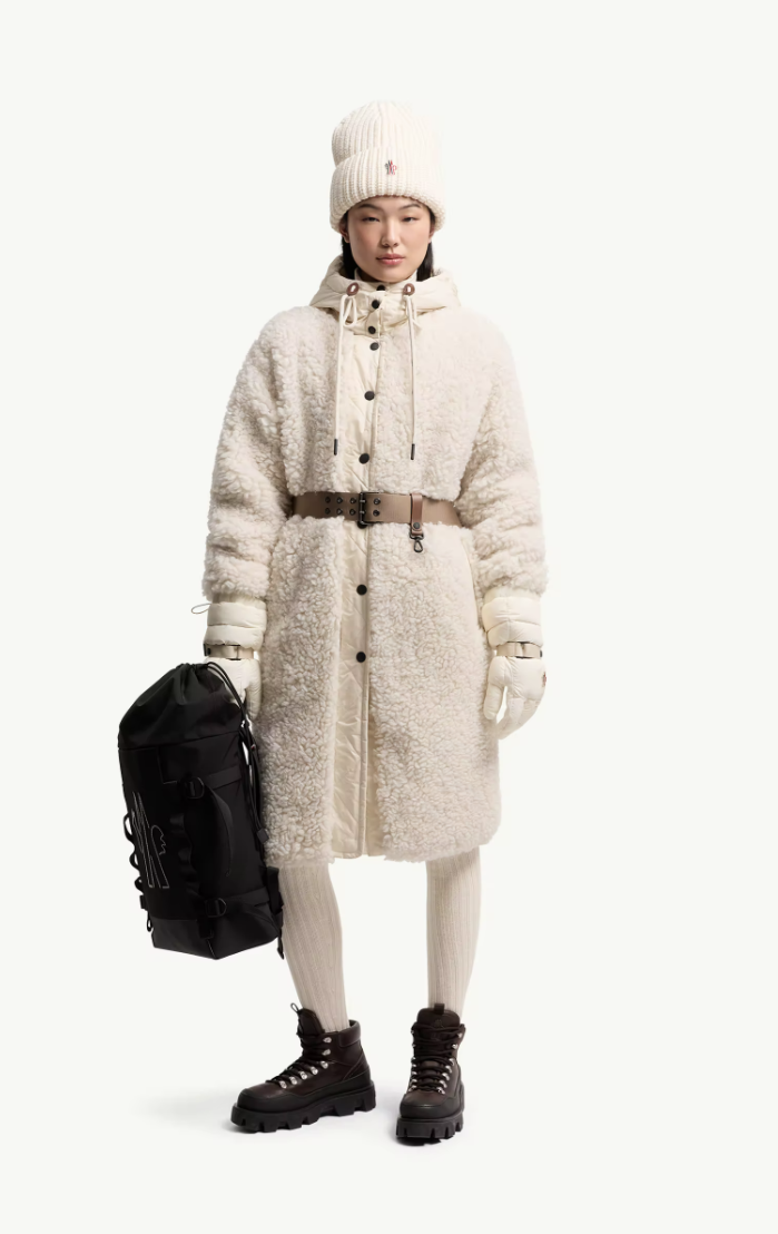 MONCLER - Doudoune longue à capuche Blavet en teddy