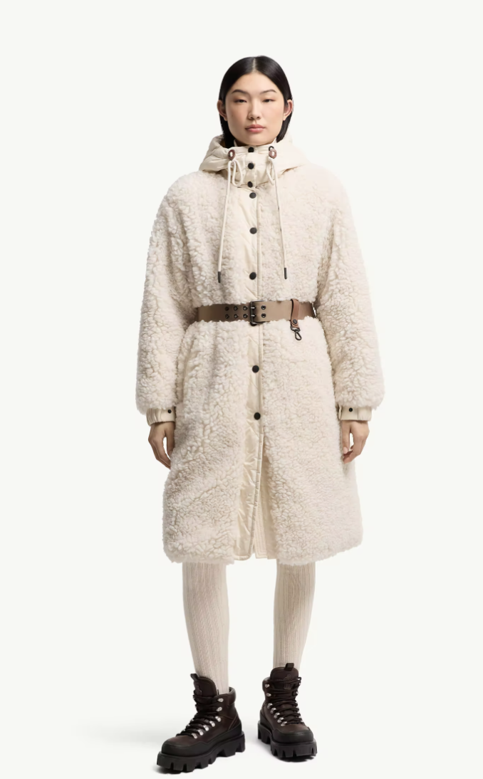 MONCLER - Doudoune longue à capuche Blavet en teddy