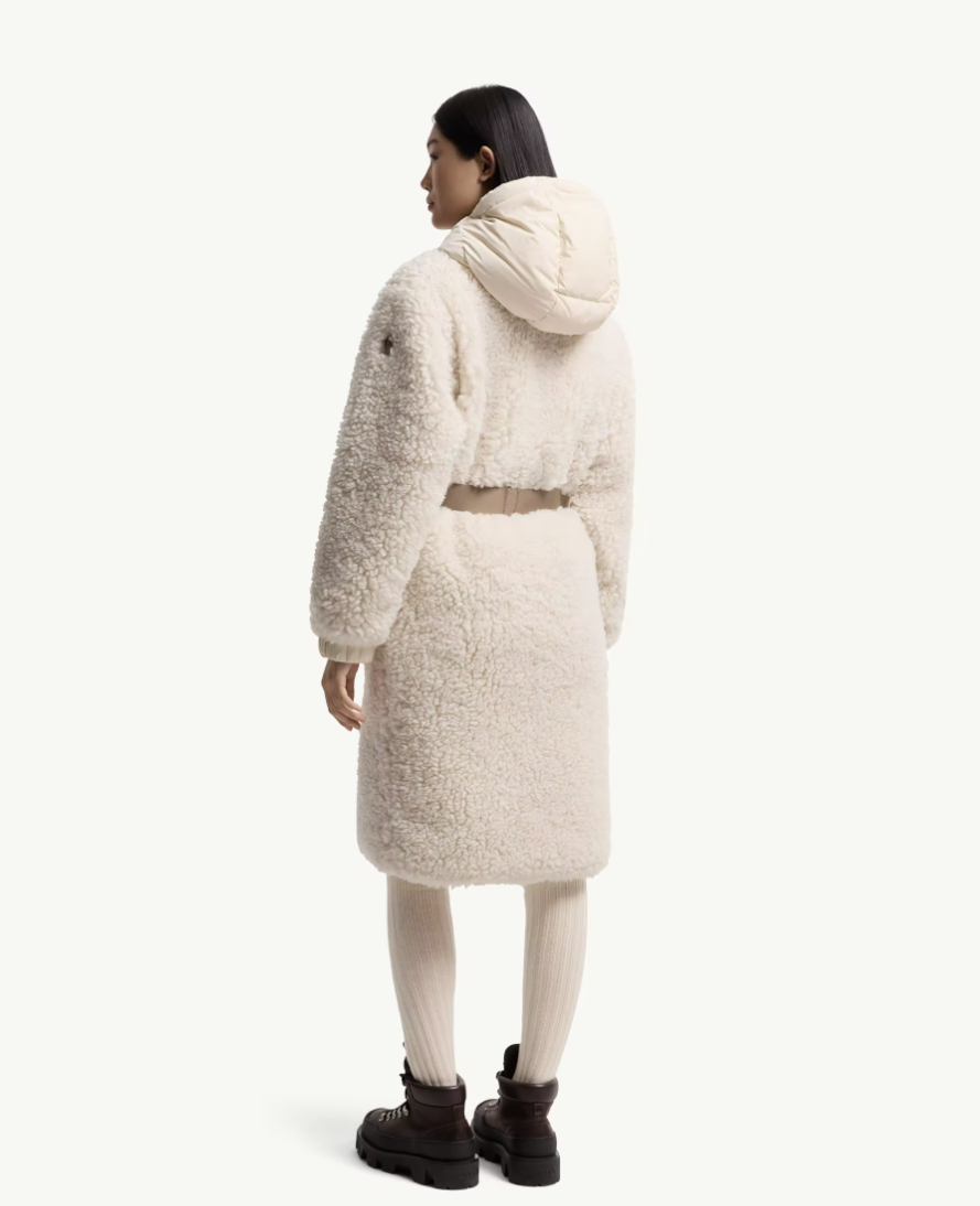 MONCLER - Doudoune longue à capuche Blavet en teddy