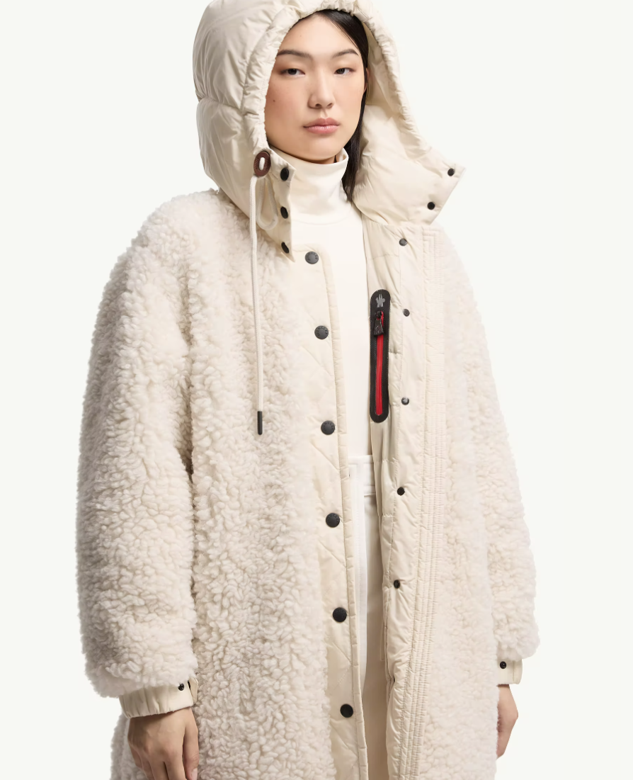 MONCLER - Doudoune longue à capuche Blavet en teddy