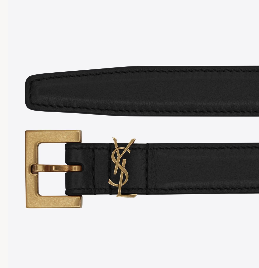 SAINT LAURENT - FINE CEINTURE CASSANDRE en cuir lisse