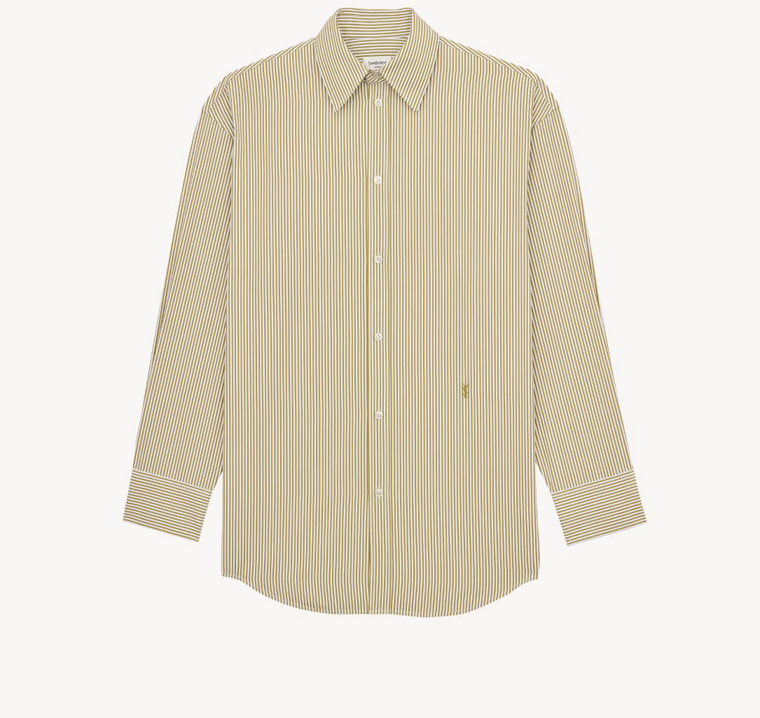 SAINT LAURENT - CASSANDRE chemise en popeline de coton à rayures