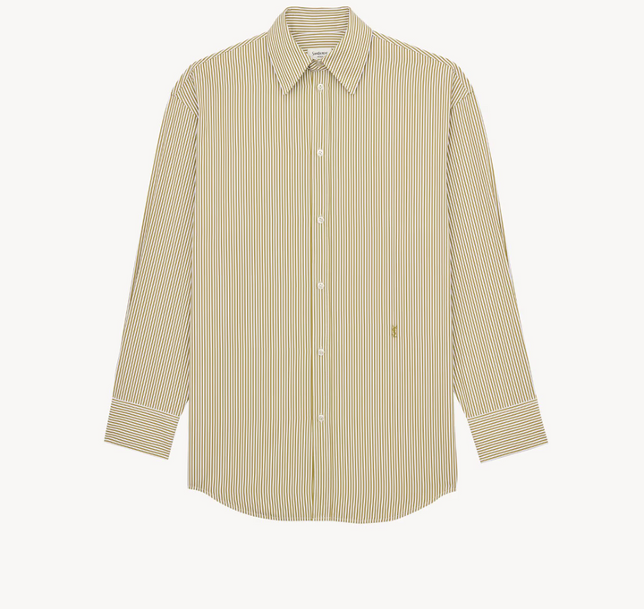 SAINT LAURENT - CASSANDRE chemise en popeline de coton à rayures