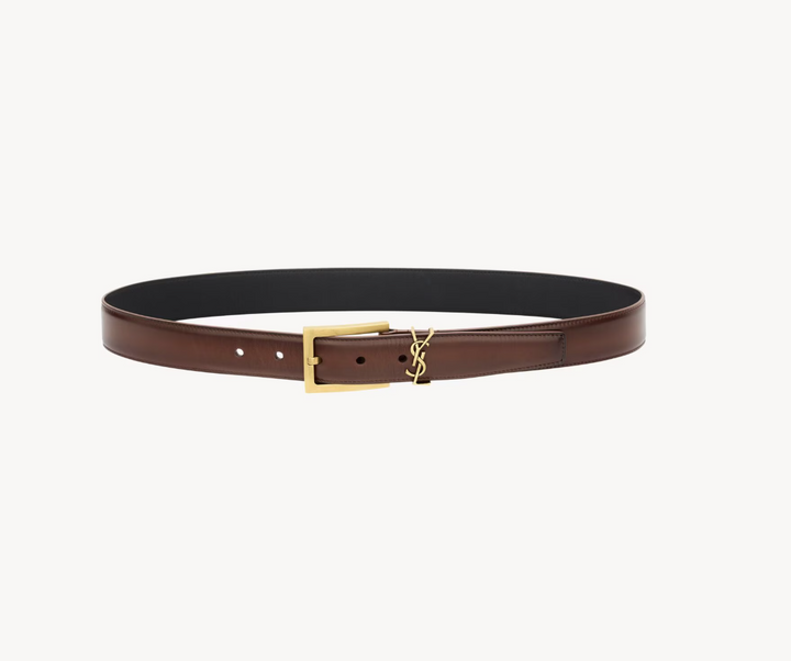 SAINT LAURENT - CASSANDRE ceinture en cuir lisse effet vieilli