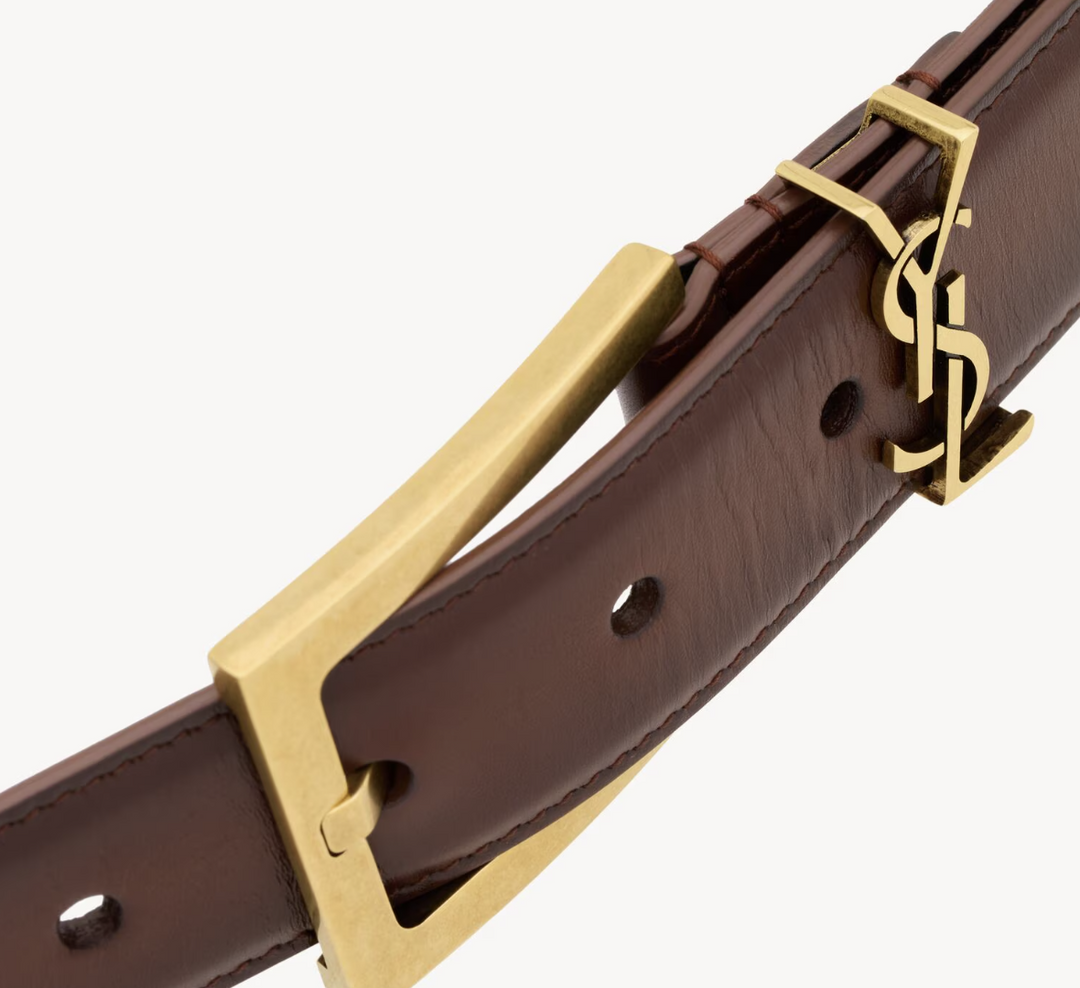 SAINT LAURENT - CASSANDRE ceinture en cuir lisse effet vieilli