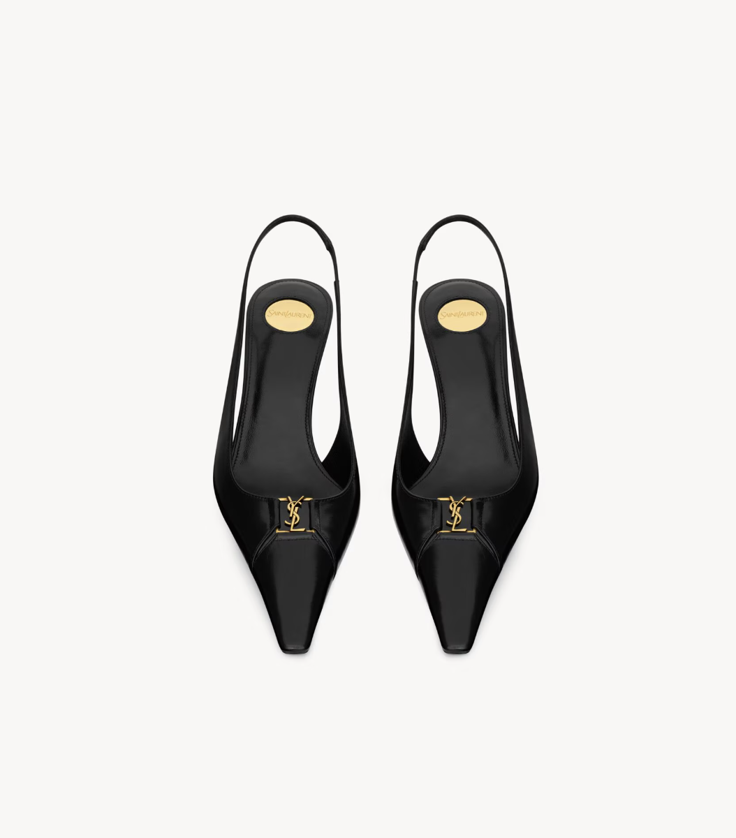 SAINT LAURENT - BABYLONE BRETEUIL slingbacks en cuir lisse