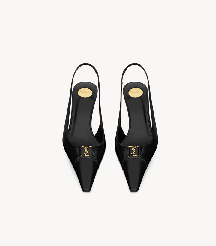 SAINT LAURENT - BABYLONE BRETEUIL slingbacks en cuir lisse