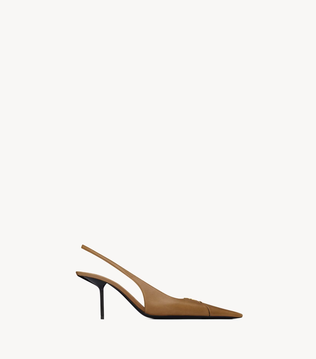 SAINT LAURENT - BABYLONE BRETEUIL slingbacks en cuir lisse
