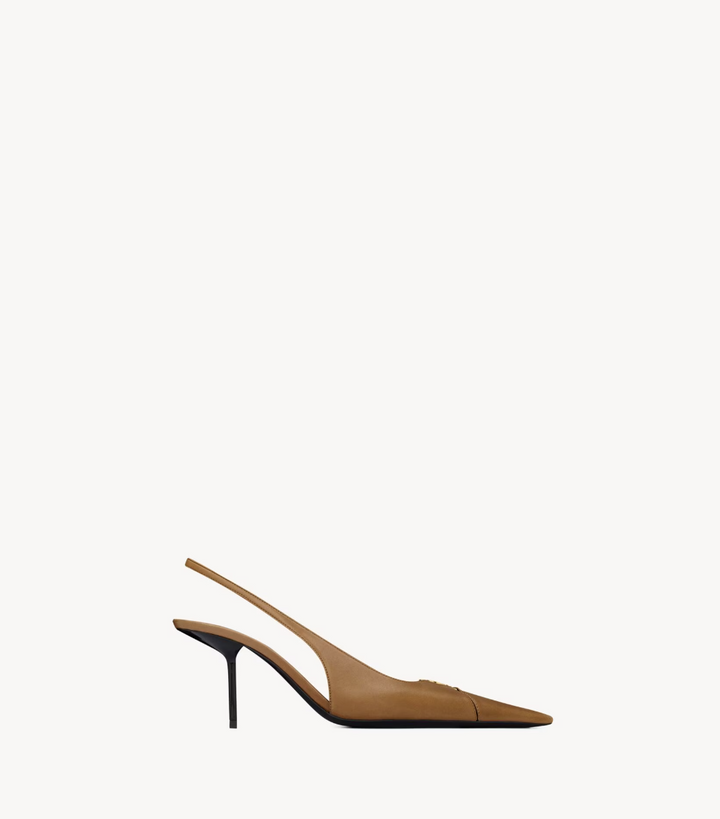 SAINT LAURENT - BABYLONE BRETEUIL slingbacks en cuir lisse