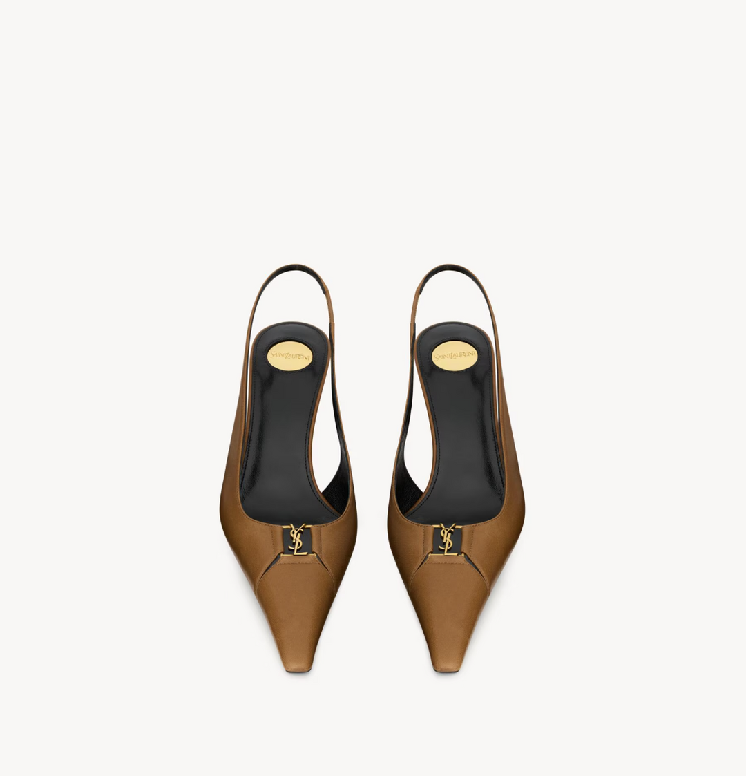 SAINT LAURENT - BABYLONE BRETEUIL slingbacks en cuir lisse