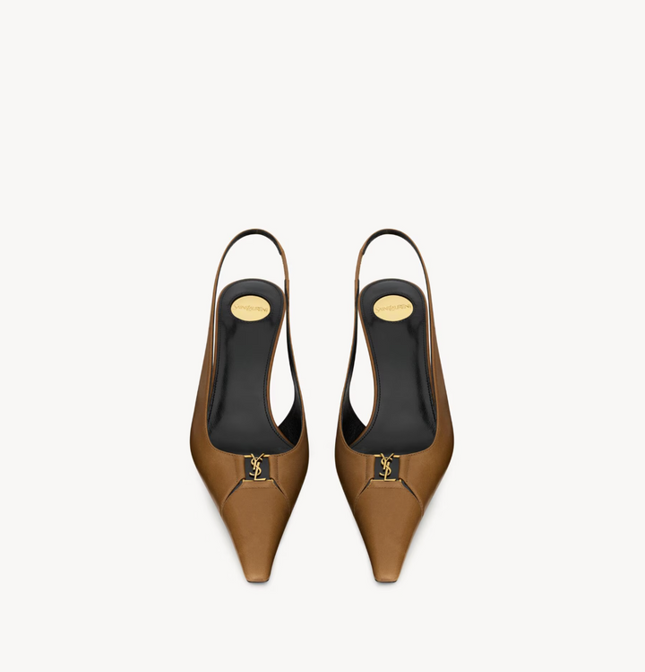 SAINT LAURENT - BABYLONE BRETEUIL slingbacks en cuir lisse