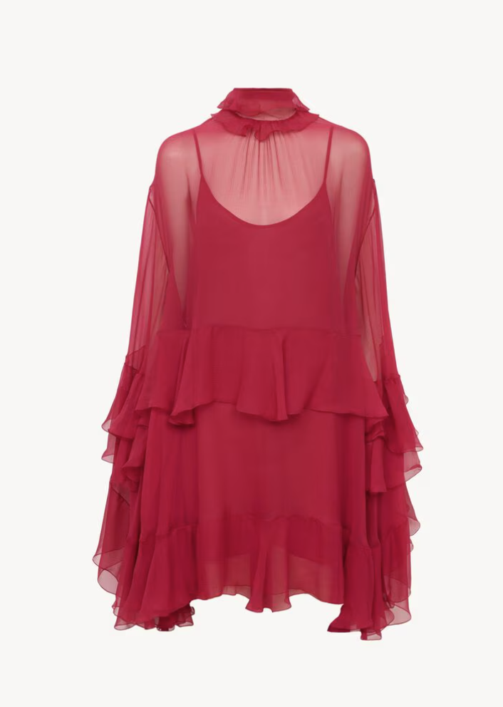 CHLOÉ - Mini robe à volants en mousseline de soie