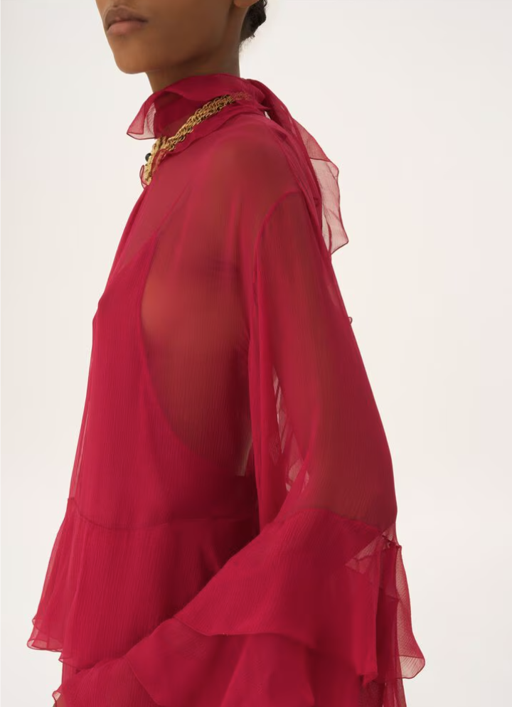 CHLOÉ - Mini robe à volants en mousseline de soie