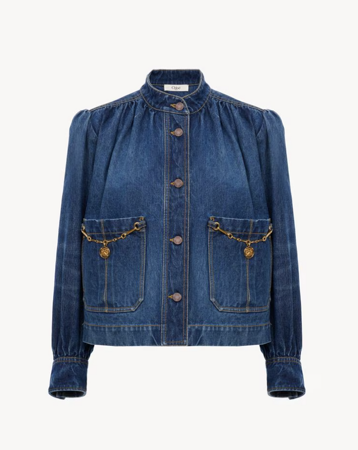 CHLOÉ - Veste froncée col montant en denim