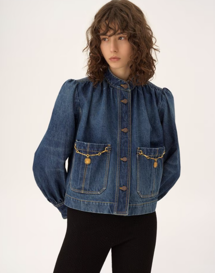 CHLOÉ - Veste froncée col montant en denim