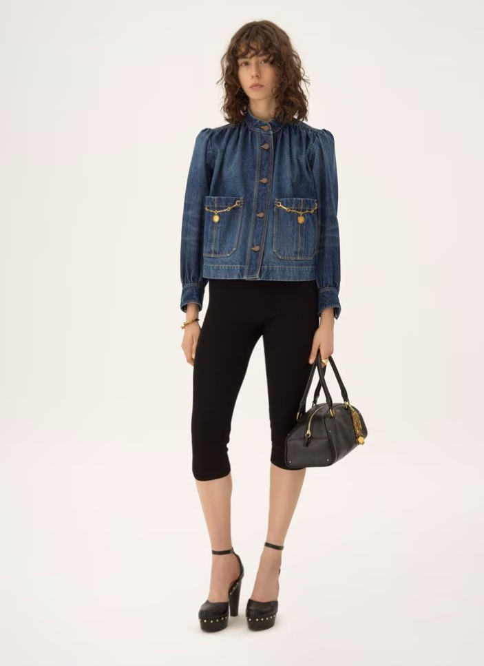 CHLOÉ - Veste froncée col montant en denim