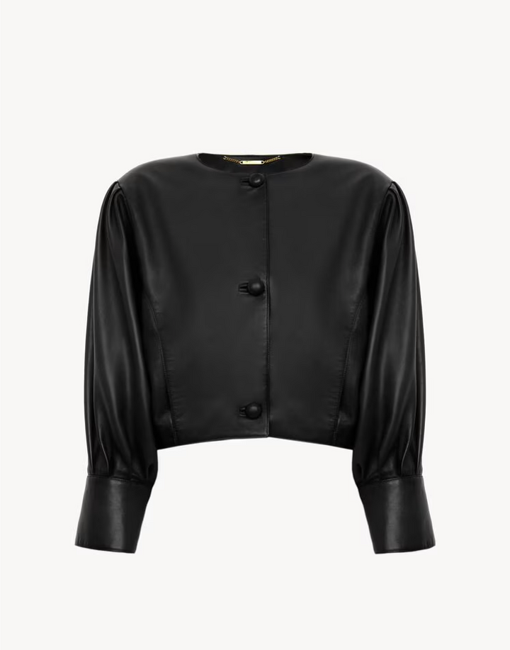 CHLOÉ - Veste courte sans col en cuir