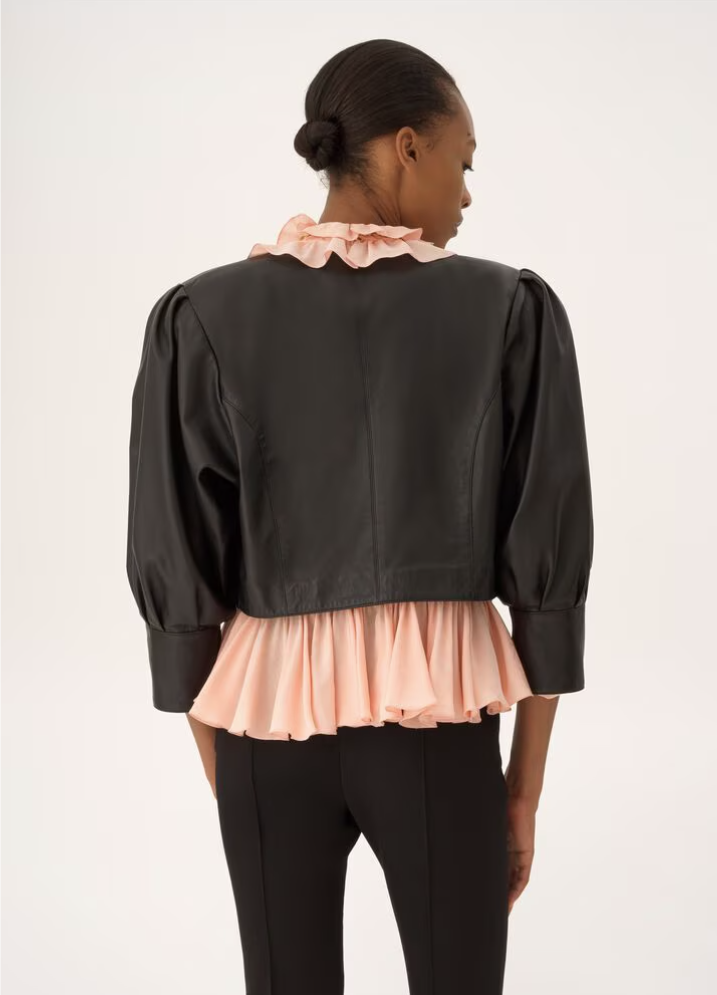 CHLOÉ - Veste courte sans col en cuir