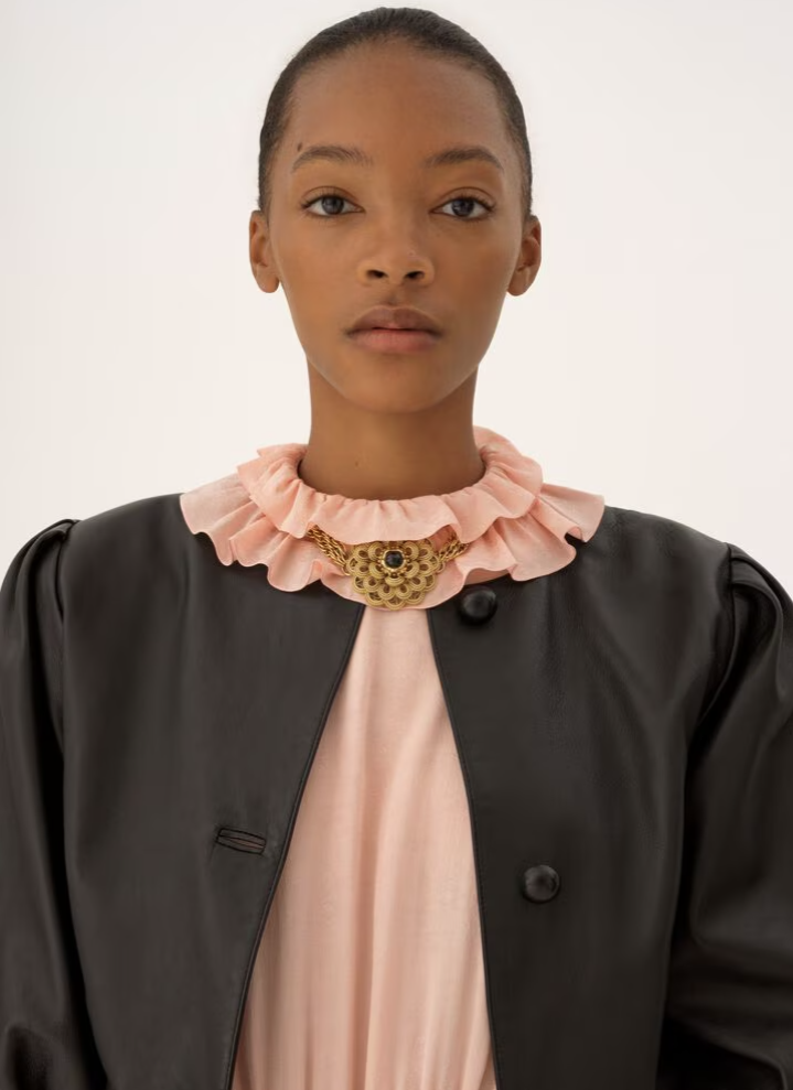 CHLOÉ - Veste courte sans col en cuir