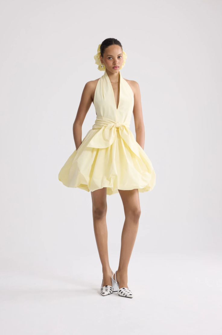 PATOU - Robe mini bloomer nouée en faille